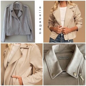 BAGATELLE JACKET XL Faux Suede Leather light gray